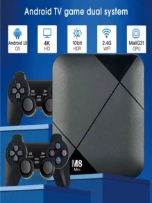 M8 Pro Mini Game TV Box With Joystick 4K HD 10000 Games Retro Wi-Fi Console - Black - View 1