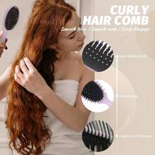 1Pack Curl Defining Brush For Women - Scalp Massaging Soft Bristle Hair Brush For Detangling And Styling - With Air Cushion Comb And Non-Slip Handle - Portable All-Purpose Hair Comb Purple - Multicolor - View 7