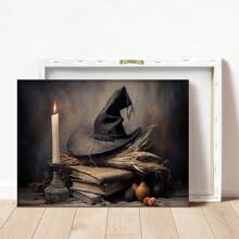 1pc Canvas Wall Art Print, Halloween Witch Poster, Vintage Art Decor Style, Modern Retro Wall Hanging Decor For Living Room, Bedroom, Home Office - Ink On Canvas Interior Artwork Home Decor Halloween Decor Room Decor