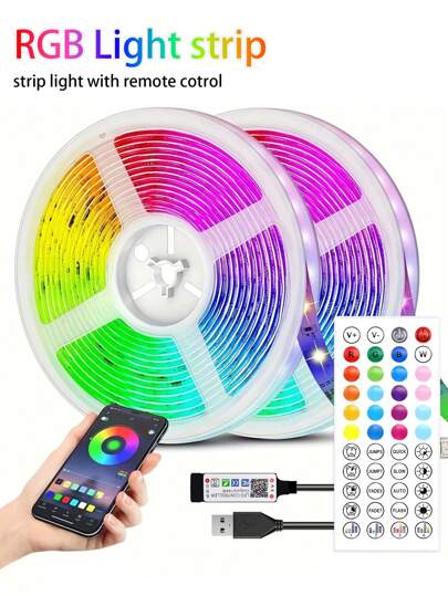 1M-30M USB LED 灯，32.8 英尺智能 RGB LED 灯带，带 APP 控制、定时器设置、音乐模式。LED 装饰灯带，卧室、电脑、橱柜。非常适合生日派对、节日和圣诞节礼物