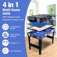 Vocheer 31.5in Multi Function 4 In 1 Combo Game Table, Steady Pool Table, Hockey Table, Soccer Football Table, Table Tennis Table, Blue, Pantent Product - Blue - View 5