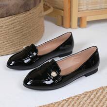 Soft & Comfortable Round Toe Solid Color Breathable Large Size Casual Flats, Suitable For All Seasons
