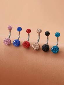 8 件装简约满钻圆形肚脐环 女士肚脐穿刺饰品