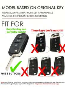 1 pieza Funda Protectora de Llave Plegable de Coche TPU, Con 3 Botones, Adecuada Para Accesorios de VW Para Polo Para Golf Para Passat, No Adecuada Para Coches Peugeot, Por Favor Consulte la Imagen de Botones Correspondiente Mostrada en la Imagen Principal Antes de Comprar - Multicolor - Ver 3