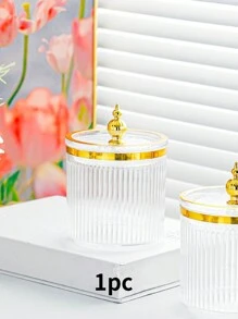 1pc/2pcs/3pcs Storage Jar With Lid & Sealed Metal-Cap, Portable Transparent Candy Jar For Tea, Coffee, Bean, Sugar, Cake, Spice, Home & Kitchen Supplies - Multicolor - View 16