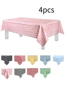 1pc/4pcs/6pcs Plaid Disposable Table Cloth, Classic Checkered Tablecloth, Multiple Colors Available, Square Shape, PEVA Material, Plastic Tablecloth, Tabletop Protection, Suitable For Weddings, Birthday Parties And Other Occasions - Multicolor - View 16