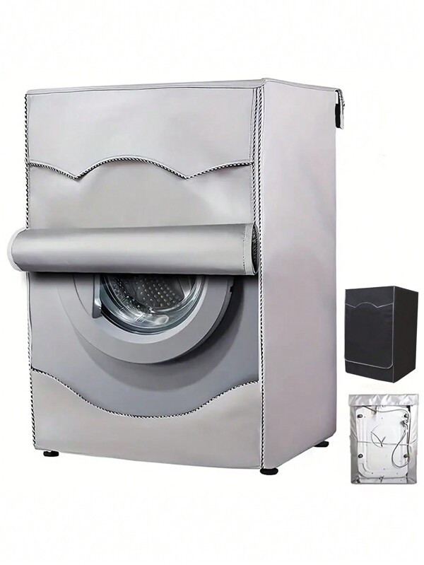 1 Pc Drum Washing Machine And Dryer Waterproof, Sunproof, Dustproof Protective Cover. Oxford Fabric Material, Equipped With Tied Rope For Adjustable Size, Suitable For Most Front-Loading Washing Machines,Bag,Organizer,Storage