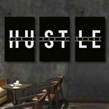 Framed 3 Piece Hustle For Your Future Canvas Art Set Motivational Wall Decor Inspirational Cavnas Wall Art Hustle Posters Prints Modern Artwork Ideal Gift For Bedroom Living Room Corridor Home Decoration - 黑色 - 查看 5