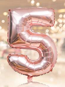 1set Number Shaped Balloon, Rose Gold Plastic Creative Decorative Balloon For Party,Christmas - Rose Gold - View 11