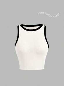 Set Of 2 Two-Tone Ribbed Tank Tops - 黑與白 - 查看 3