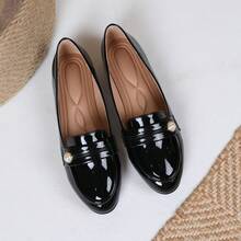 Soft & Comfortable Round Toe Solid Color Breathable Large Size Casual Flats, Suitable For All Seasons