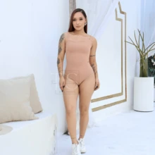 KIT 2 Women's Bodysuit With Thin Straps Premium Ribbed Terrycloth Straps - 裸色和紅色 - 查看 4