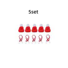 5 套圣诞迷你酒瓶装饰、针织圣诞帽和围巾套装、DIY 圣诞帽和围巾套装 - 经典圣诞针织帽迷你装饰品，圣诞节 - 彩色 - 查看 6