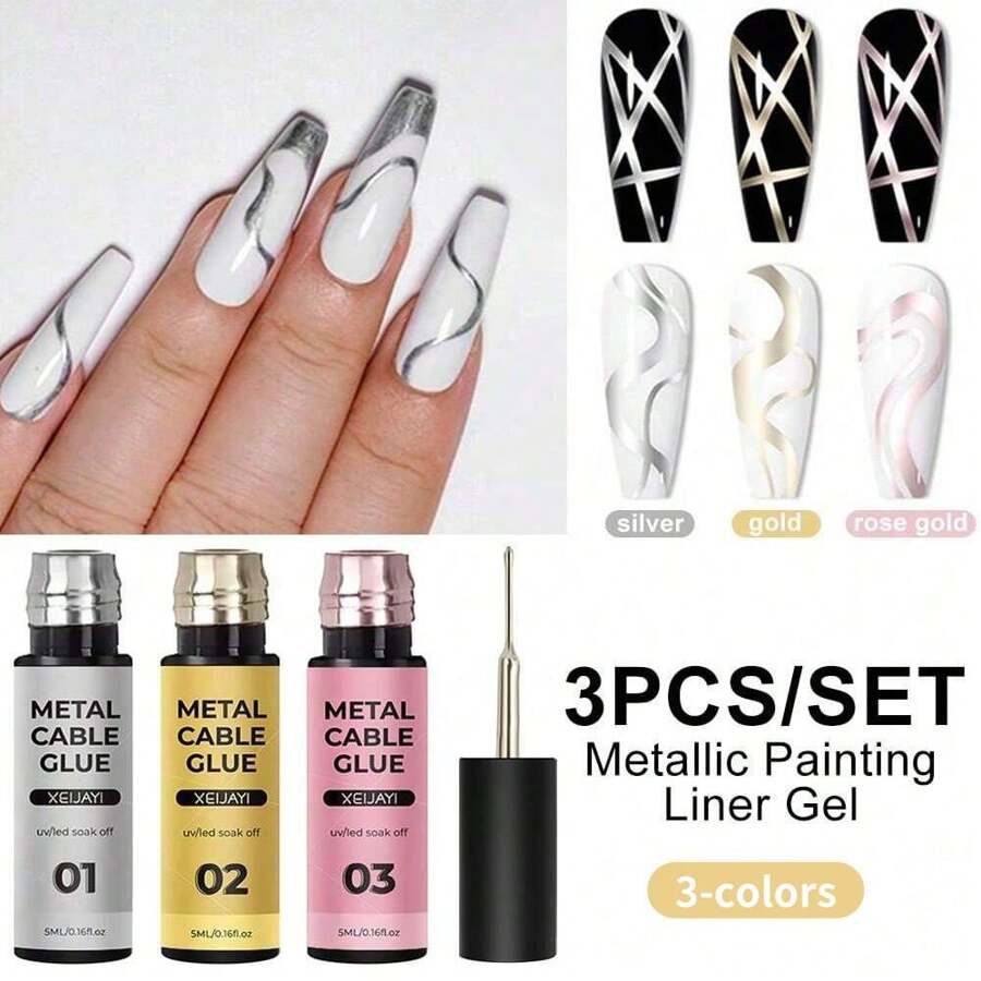 XEIJAYI 5Ml Nail Art Line Polish Gel Semi Permanent Uv/Led Paint Nails Drawing Polish Diy Painting Varnish Liner Gel Tool Gift For Women - 彩色 - 查看 1