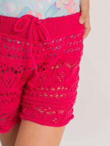 Children's Beach Shorts, Knit, Youth, Pool Shorts - 玫紅色 - 查看 2