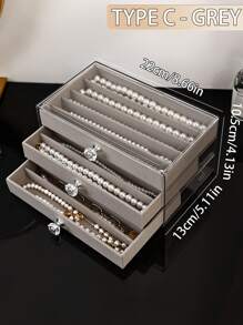 1pc Multifunctional Jewelry Box, 3/5 Layers Necklace Storage Box, Drawer Style Home Jewelry Organizer For Earrings, Rings, Necklaces, Bracelets, Suitable For Jewelry Stores And Daily Use, Large Capacity, Ideal Gift For Women And Girls - Three-layer Jewelry Box - View 16