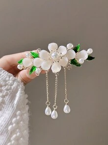 1 kẹp tóc tua rua hoa mộc lan trắng cổ điển - Nhiều màu - Xem 4