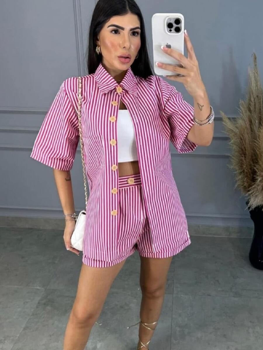 Striped Set - Màu Hồng baby - Xem 1