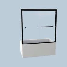 56 英寸-60 英寸宽 * 58 英寸高半无框双滑动浴缸门，旁通浴缸淋浴，1/4 英寸（6 毫米）厚 SGCC 钢化玻璃门，哑光黑色家居浴室装饰 - 黑色 - 查看 9