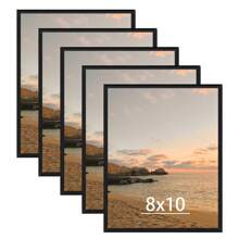 2 件或 5 件 8x10 英寸组装墙壁海报框，适用于照片墙，黑色简约框架，重量轻且易于悬挂，不含纸板或相纸（框架可拆卸）