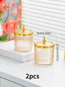 1pc/2pcs/3pcs Storage Jar With Lid & Sealed Metal-Cap, Portable Transparent Candy Jar For Tea, Coffee, Bean, Sugar, Cake, Spice, Home & Kitchen Supplies - Multicolor - View 12