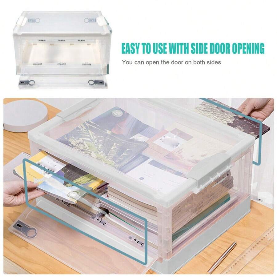 CNCEST Clear Plastic Storage Bin Large Stackable Collapsible Storage