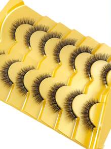 7pcs/Set Short 3D Mink Eyelashes, Russian DD Curl, Handmade, Natural Fluffy & Thick, Full Strip Eyelashes, Wholesale Makeup - Black - View 5