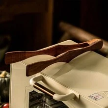 1只高溫耐用的木製食品鉗 - 適用於牛排,水果,麵包,烤肉,燒烤,沙拉,甜點,糖,冰淇淋,麵條和意大利麵 - 廚房配件