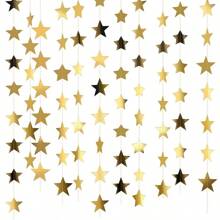 4m Paper Star Shaped Reflective Hanging Banner Flag, Golden Color For Festival Party Decor - Gold - View 1