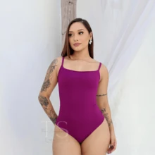 KIT 2 Women's Bodysuit With Thin Straps Premium Ribbed Terrycloth Straps - NUDE aND FUCHSIA - View 2