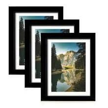 3pcs Black Matte PVC Decorative Photo Frame Set, Fits 6", 7", 8", 10", 14", 16", High-Clarity Acrylic Covering, Horizontal & Vertical Wall Mounting, Photo Paper Not Included