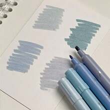 4 Stücke Farbverlauf Doppelkopf Textmarker Set im Ins-Stil, hoher ästhetischer Wert, Schlüsselfarben Markierstift, Handschrift, Graffiti Spezialstifte - mehrfarbig - Übersicht 5