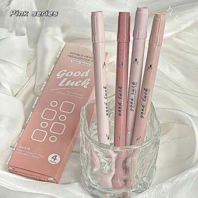 4PCS Gradient Dual Head Highlighter Pen Set With Ins Style, High Aesthetic Value, Key Color Marking Pen, Hand Account, Graffiti Special Pen Back To School