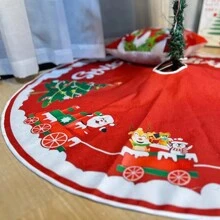 1pc Santa Claus Christmas Tree Skirt - Holiday Atmosphere Decoration, Polyester Material, Home And Party Holiday Decoration, Christmas Party Home Indoor Outdoor Decoration, Christmas Tree Decoration, Christmas Decoration