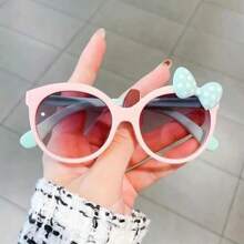 1/2pcs Fashionable Glasses, Shiny Bow Tie Glasses, Cute Cat Eye Round Frame Glasses, Adorable Photo Props, Decorative Eyewear, Perfect Gift For Boys And Girls