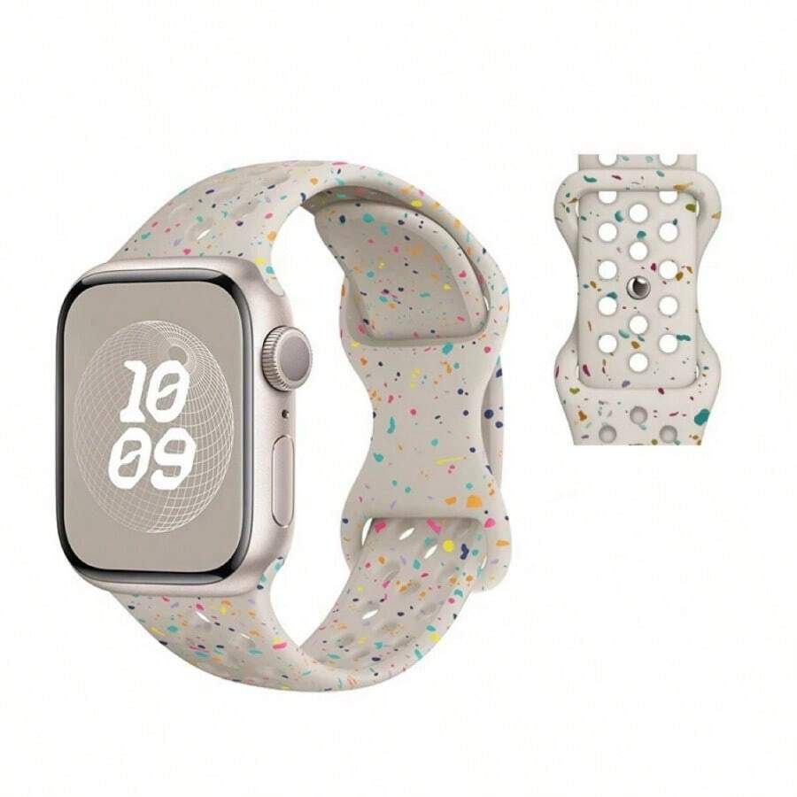 Dây đeo thay thế bằng silicon in khóa đôi tương thích với dây đeo đồng hồ Apple Watch 38mm 40mm 41mm 42mm 44mm 45mm 49mm dành cho nữ, tương thích với Apple Watch Series 8/7/6/5/4/3/2/1/SE/Ultra, Phụ kiện dây đeo đồng hồ thể thao in hình dễ thương - 38mm/40mm/41mm - Xem 1