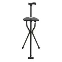 Walking Stick, Walking Cane, Cane Chair, Folding Cane With Seat Is 35.4 Inches Tall, And Supports Up To 249.12lbs - Black - View 4