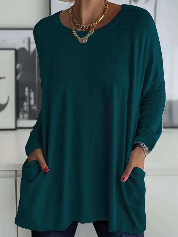 Plus Size Solid Color Casual Hoodie With Pockets