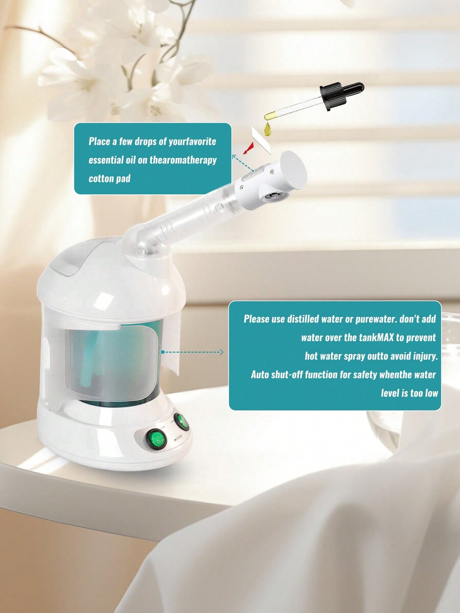 KSKIN Facial Steamer Ozone Steamer With Extendable Arm Professional Nano Ionic Facial