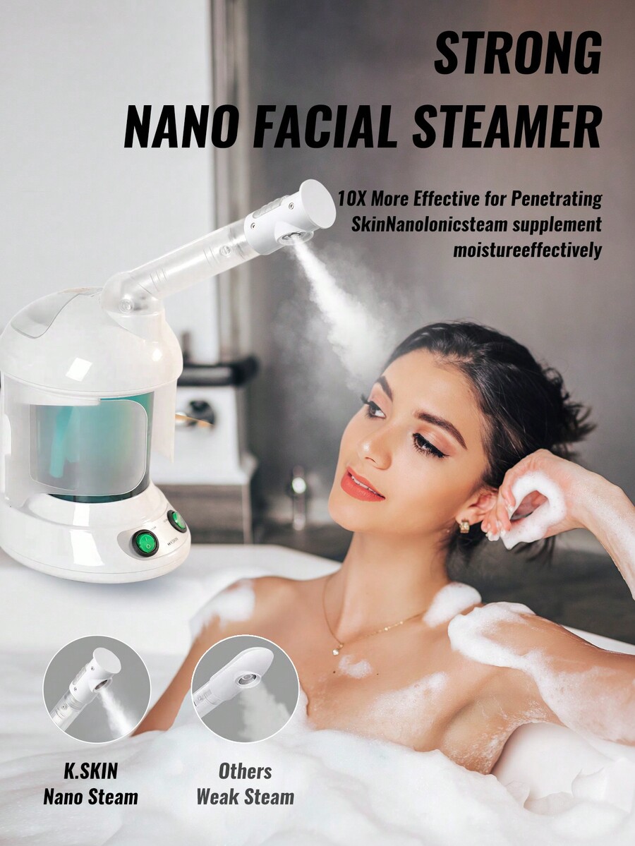 KSKIN Facial Steamer Ozone Steamer With Extendable Arm Professional Nano Ionic Facial