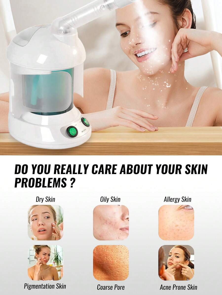 KSKIN Facial Steamer Ozone Steamer With Extendable Arm Professional Nano Ionic Facial