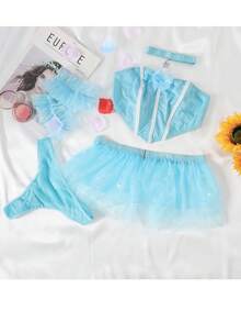 CORSET CON TUTU Y BRILLOS - Azul - Ver 3