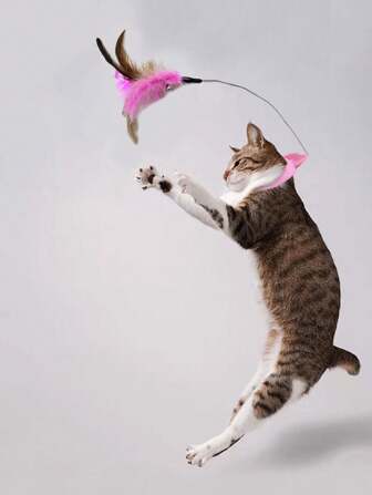 1pc Automatic Cat Teaser Wand Toy, Feather Headband Stick Cat Toy For Self-Playing, Keeps Cats Entertained And Active, Suitable For Kittens