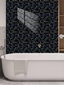 10pcs Geometric Grid Floral Pattern Printed PVC Faux Ceramic Tile Home Decor Wall Stickers, DIY Peel And Stick Wallpaper For Kitchen, Bathroom, Living Room, Waterproof, Removable,Renovation Stickers Peel Wall Panels,Wall Paper, Wallpapers,Spring Decoration Items Refesh Your Home,Rama Decoration Stickers