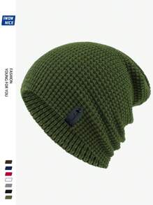 Fashionable Label Decor Slouchy Beanie Hats For Men And Women, Warm Winter Knit Caps With Ear Protection, Suitable For Outdoor Activities, Running, Fitness, Skiing, Skateboarding And Other Leisure Sports. Versatile Wear, Guitar Music Warm Hat, Youth Couple, Holiday Gift