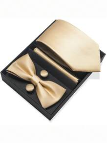 AlanKing 1 套棕色佩斯利领带、领结、口袋巾、袖扣男士礼品套装、西装配饰 - 混色 - 查看 32