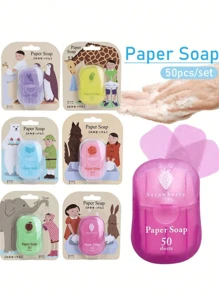 1 Piece Of Disposable Mini Travel Soap Flakes 50PCS, 6 Scented Cartoon Sets To Choose From, Portable Hand Sanitizer Tablets For Outdoor Travel, Portable Hand Sanitizer Tablets For Students, Boxed Disposable Travel Mini Bear Soap Tablets, Stain-Free Soap Tablets For Students, Convenient Travel Soap Flakes, Multi-Purpose Toilet Paper, Soap Flakes Travel Essentials Travel Accessories Travel Must Haves Beach Vacation Summer Holiday School Accessories Back To School Supplies Stuff - Multicolor - View 3