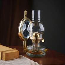 1pc, Vintage Rustic Oil Lamp For Indoor Wall-Mounted Use - Large Hurricane Lamp With Kerosene Lantern - Nostalgic Craft Lamp For Kitchen And Home Decor
