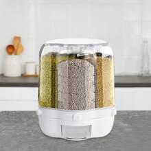 A Substantial 27-Pound Capacity Rotary Storage Container With A 360-Degree Swivel Feature, Designed As A Food And Grain Dispenser For Rice And Other Dry Goods, Complete With A US-Style Classification System For Easy Organization And Access. - 1 - View 1