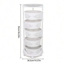 LOYALHEARTDY 5 Layer Kitchen Rotating Organizer Rack Fruit Vegetable Storage Basket W/ Wheels - 白色 - 查看 4